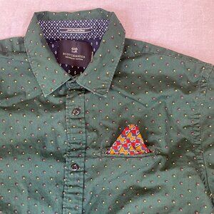 Scotch & Soda Men Medium green polka dot, pocket square, sleeve